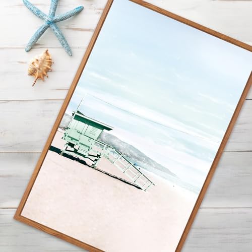 CHDITB Coastal Beach Framed Wall Art Tropical Palm Tree Ocean Surfing Decor - Image 5