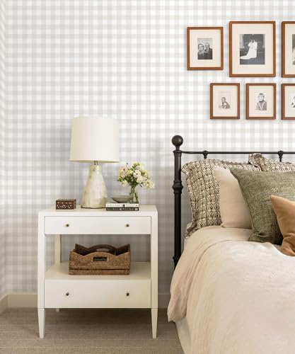 Heroad 17.3"x196" Plaid Peel and Stick Wallpaper Neutral Wall Paper Boho - Image 3