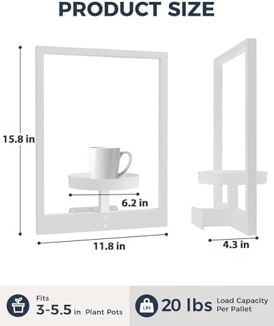 Bamworld Wall Plant Holder Plant Stand Indoor Wall Planters White - Image 3