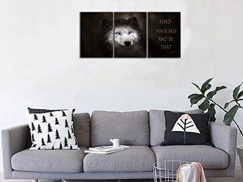 3 Panels Wolf Picture Motivational Wall Art Inspirational Canvas Painting - Image 5