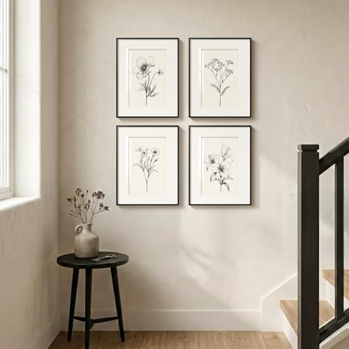 Framed Retro Black and White Floral Wall Art - Image 5