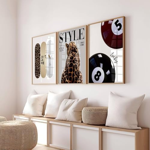 Youillne Trendy Cheetah Wall Decor Prints Preppy Leopard Wall Art Aesthetic - Image 4