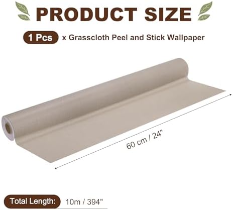 uxcell Grasscloth Linen Textured 60cmx10m/24x394 Thicker Peel Coffee Brown - Image 2