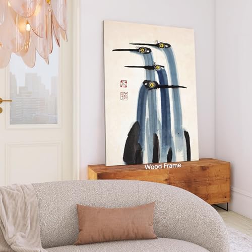 Vintage Japanese Crane Framed Poster Antique Asian Bird Canvas Wall Art 24x36 - Image 5