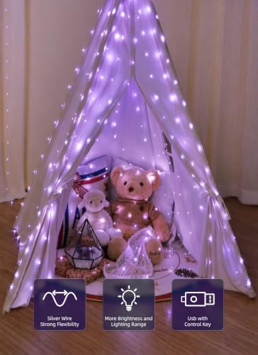 Brightown 300 LED Purple Fairy Lights, 9.8ft x 9.8ft Halloween String Light - Image 3