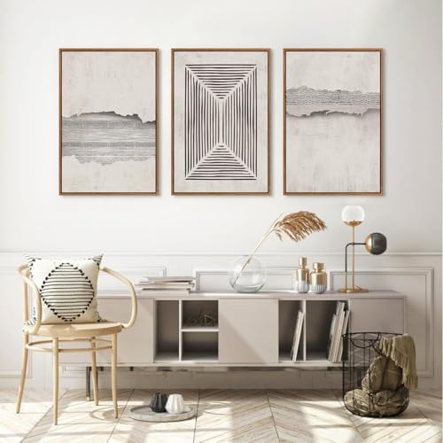 CHDITB Abstract Modern Framed Canvas Wall Art Set, Geometric Line Textured Wall - Image 3