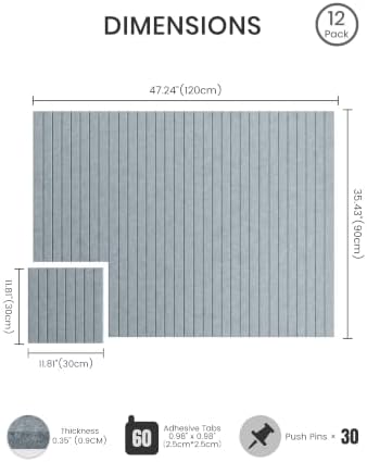 Bumusty 48"x 36" Large Felt Bulletin Board Tiles, Slate Gray - Image 2