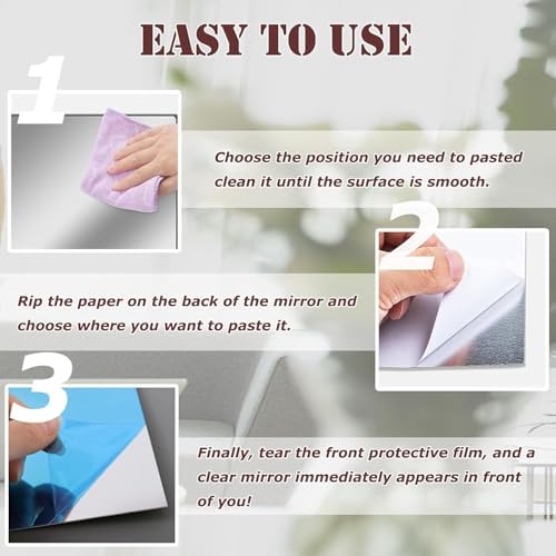 10 Pack Acrylic Mirror Tiles 0.2mm 8 x 6 Inch Self-Adhesive Flexible Plastic - Image 3