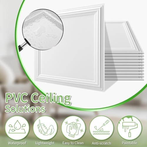 Art3d 3D PVC Ceiling Tiles 24x24 in, 144 Sq.Ft - Image 6