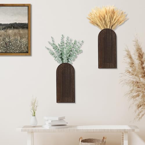 Dnnnii 2 Pack Wooden Wall Vase Set - Image 2