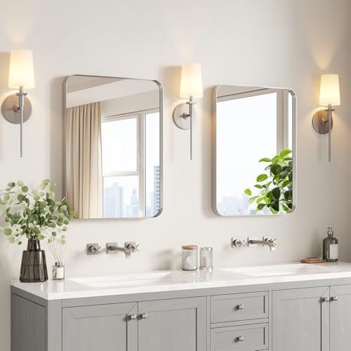 USHOWER Brushed Nickel Bathroom Mirrors 22"x30" 2 Pack by USHOWER