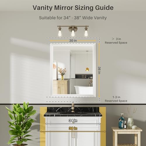 Briivue Bathroom Wall Mirror, 36x30 Inch - Image 2