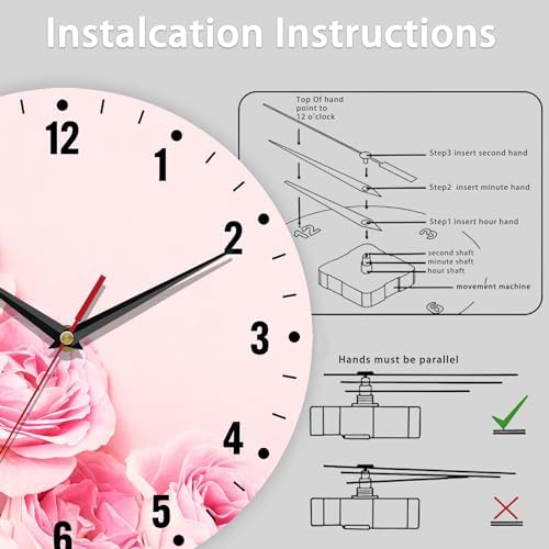 SPUNKER Wall Clock, Floral Kitchen Clocks Wall Battery Operated - Image 5