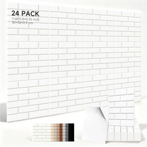 TO-TH 24Pack Acoustic Wall Panels Self Adhesive Soundproof Panel, Snow White by TO-TH