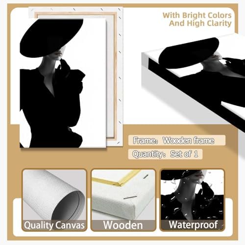 Trendy Magazine Cover Poster Black And White Fashion Women Canvas Wall Art - Image 2