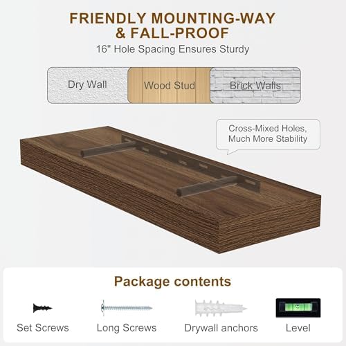 Fun Memories Floating Shelves for Wall, 20 Inch Floating Shelves Set of 2 - Image 7