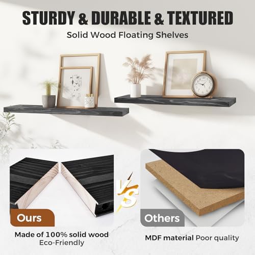16x5.8x0.8in Floating Wall Shelves Rustic Solid Wood 4-Pack - Image 4