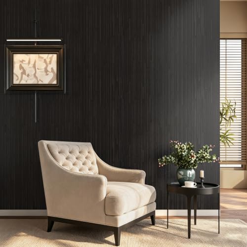 Luxury Black Wallpaper Peel and Stick Black Vinyl Wrap 15.8x317 - Image 2