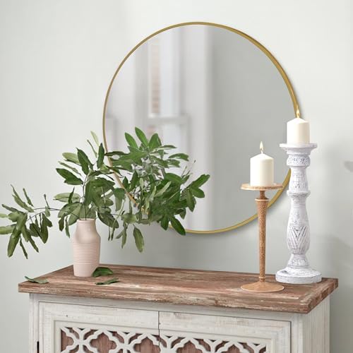 CULER Round Gold Bathroom 24 Inch Mirror, Circle Wall Modern Mirror - Image 3