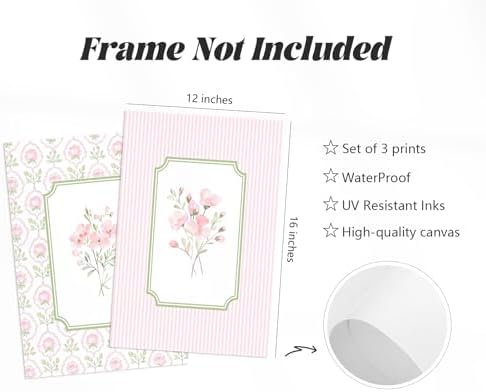 Pink Floral Wall Art Nursery Flower Canvas Wall Decor Baby Girl Wildflower - Image 2