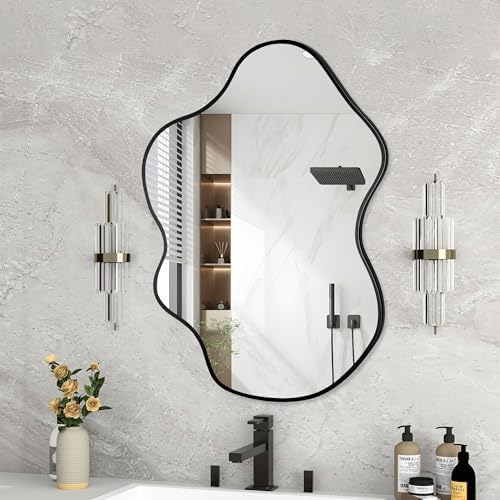 Black Irregular Bathroom 22 x 30 Inch Mirror - Image 4