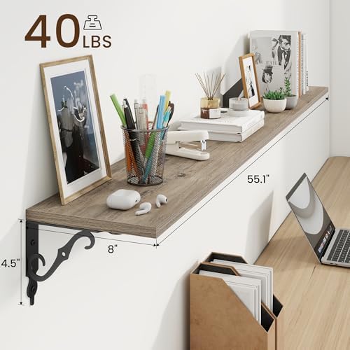 RICHFOCUS Floating Shelves for Wall Decor, 55.1W x 8D Shelves Set of 2 - Image 3
