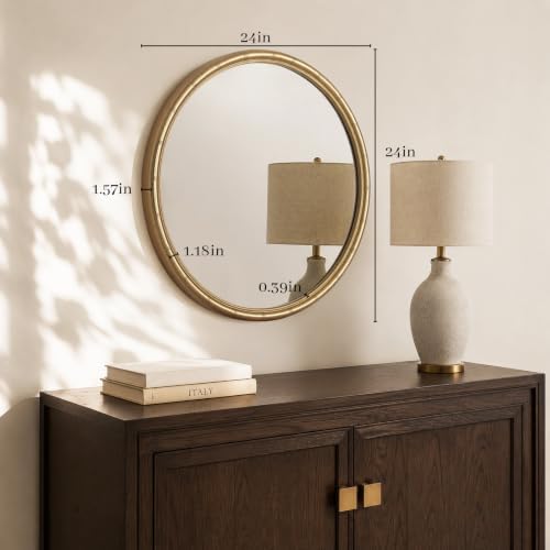 WallBeyond 24 Inch Gold Round Wall Mirror, Circle Mirror - Image 4