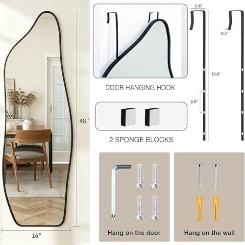 48"x16" Full Length Door Mirror, Dolphin Hanging Mirror - Image 2