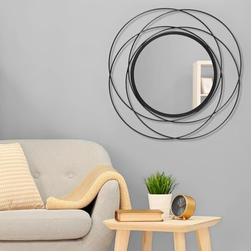 Round Black Mirror 24" for Living Room Wall Decor, Decorative Vanity Mirror - Image 3
