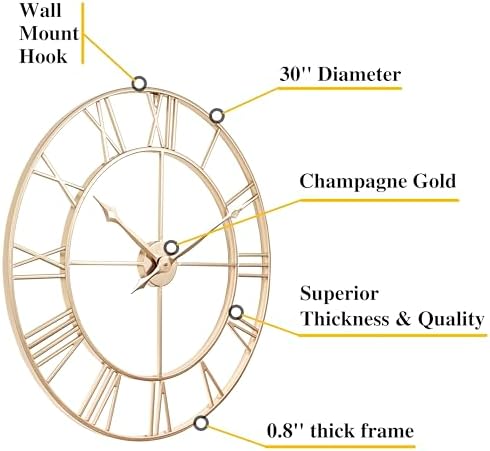 CLXEAST Large 30 Inch Gold Wall Clocks - Image 2