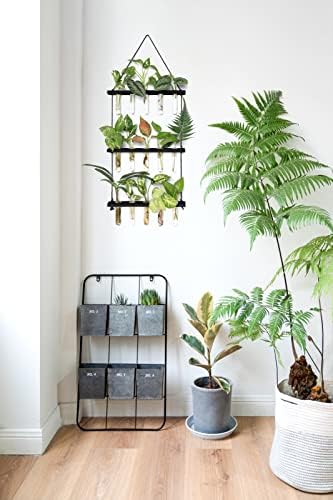 Mkono Plant Propagation Station, 3 Tier Black Wall Hanging Vase Test Tubes - Image 3