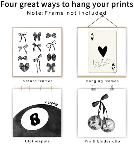 okaxscm Black Coquette Trendy Preppy Wall Art Prints Set of 4, Coquette Room - Image 2
