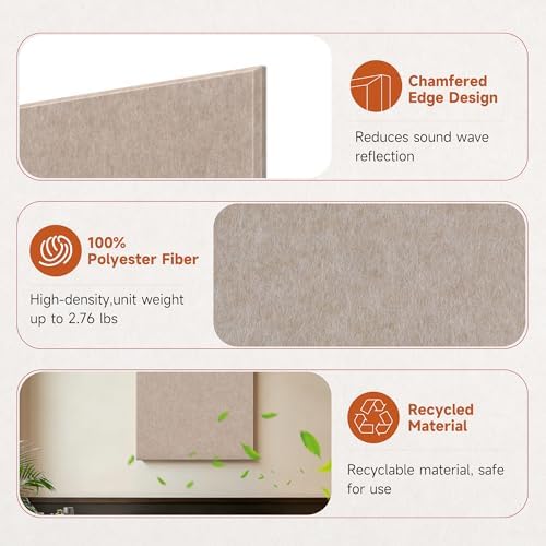 Acoustic Wall Panels, Self Adhesive, 47.2"x23.6", 4 Pack - Image 5