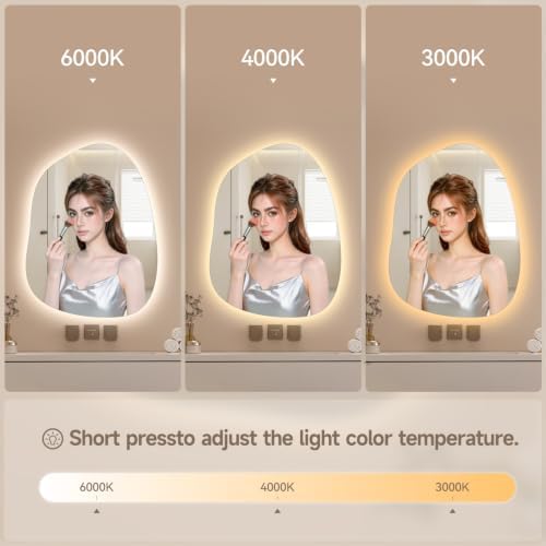 Hasipu 31"x24" Large Irregular Wall Mirror Backlit Vanity Mirror - Image 5