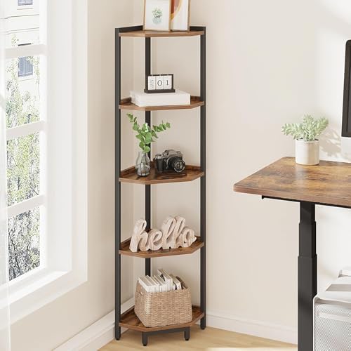 Hzuaneri Corner Shelf Stand 5-Tier Corner Bookshelf Storage Standing Shelf - Image 3