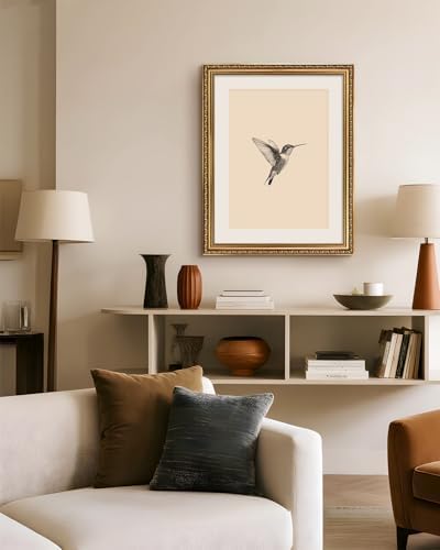 VIYYIEA Gold Framed Hummingbird Wall Art Vintage Canvas Print, 16×20 Inch - Image 3