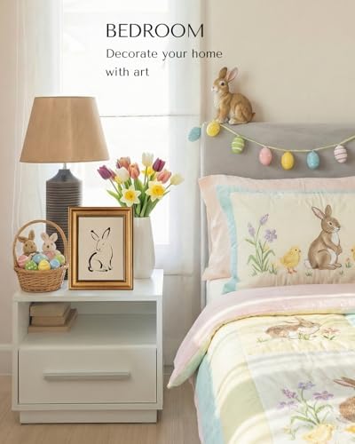 VIYYIEA Vintage Gold Framed Wall Art, Minimalist Rabbit, 8x10 Inch - Image 2