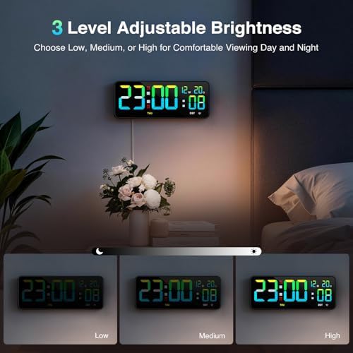 WiFi Digital Clock 12", Digital Wall Clock WiFi Sync - Image 6