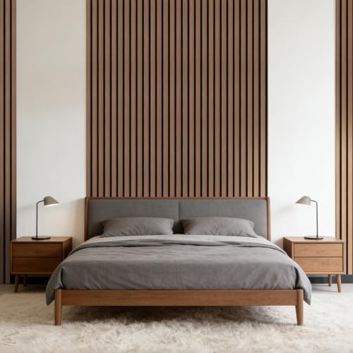 Peel and Stick Walnut Slat 3D Wall Panels 4"x98", Wood Acoustic Accent - Image 5