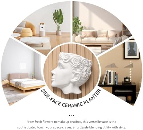 Side-Face Ceramic Planter – Glossy White, Wall-Hanging, - Image 5