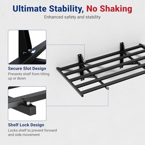 FLEXIMOUNTS 4-Pack 2x4ft Garage Wall Shelving, 8 Hooks, Heavy Duty - Image 6