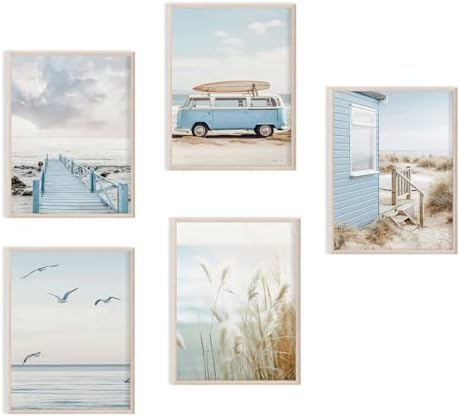 Set Of 5 Beach Wall Art Summer Poster Ocean Themed Poster 8x10Inch Unframed by Unknown