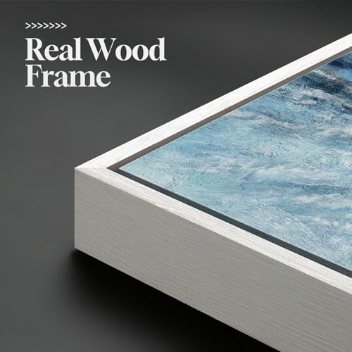 Extra Large Framed Blue Abstract Coastal Wall Art - Image 5