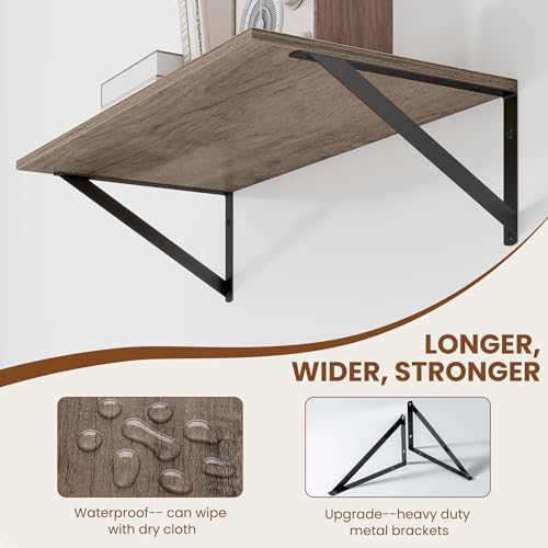 Heimlove 24W x 12D Deep Floating Shelves Set of 2 Grey - Image 4