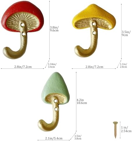 Rustic Mushroom-Shaped Decorative Wall Hook Rack Hangers - Image 7