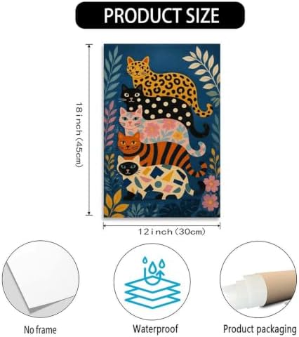 Colorful Cats Poster Whimsical Feline Animal Canvas Wall Art - Image 3