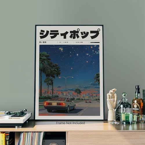 Vintage Japanese Canvas Wall Art 90s Vaporwave Aesthetic Prints Asian Music - Image 3