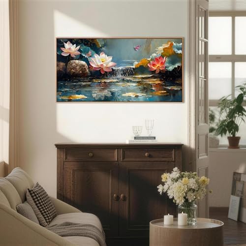 Anolyfi Lotus Canvas Large Framed Wall Art - Image 5