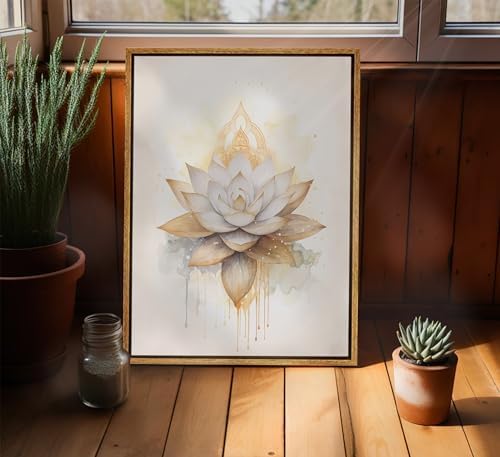 3pcs Framed Tree of Life Canvas Wall Art Gold Lotus Zen Painting Picture Wall - Image 2