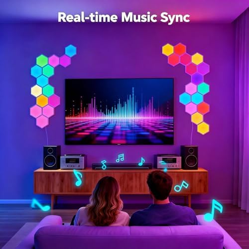 TISOFU 12 Pack Hexagon Lights LED Wall Panels, RGB Gaming Light - Image 6